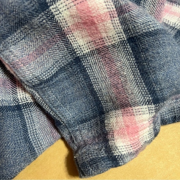 Rails | Plaid Button Front Shirt Collared Popover Crop Top Indigo Berry Size M - Picture 10 of 11